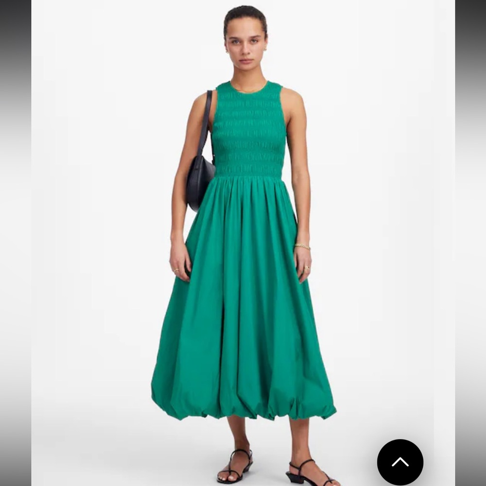 NWT Madewell Melody Bubble hem Sleeveless Green Smocked Waist Maxi Dress size S